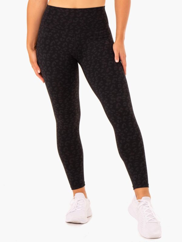 Hybrid Full Length Leggings - Black Leopard For Cheap