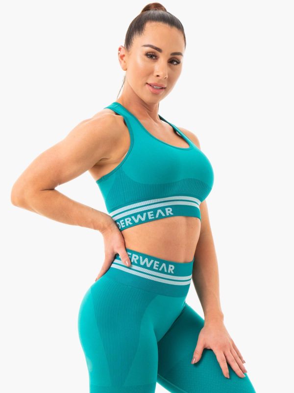 Freestyle Seamless Longline Sports Bra - Teal Cheap - Image 4