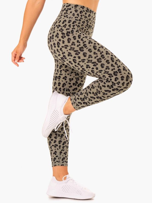 Hybrid Full Length Leggings - Khaki Leopard For Sale - Image 5