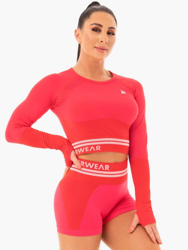 Freestyle Seamless Long Sleeve Crop - Red Online - Image 5