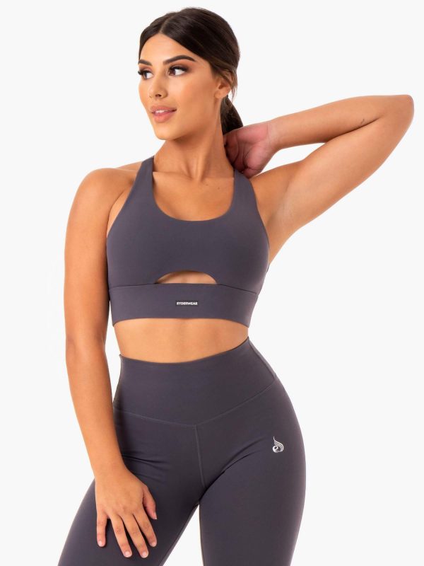 Base Racer Back Sports Bra - Charcoal For Sale