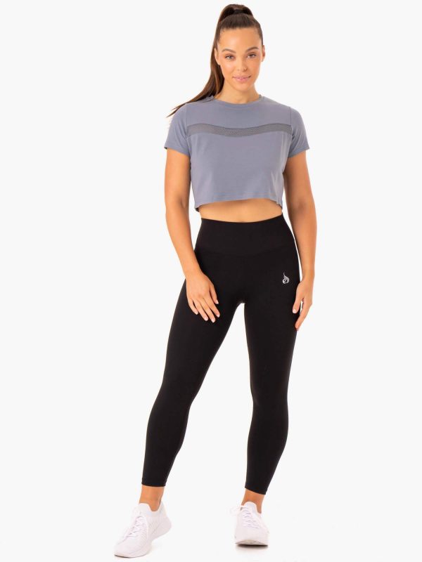 Hybrid Mesh Tee - Steel Blue For Discount - Image 5