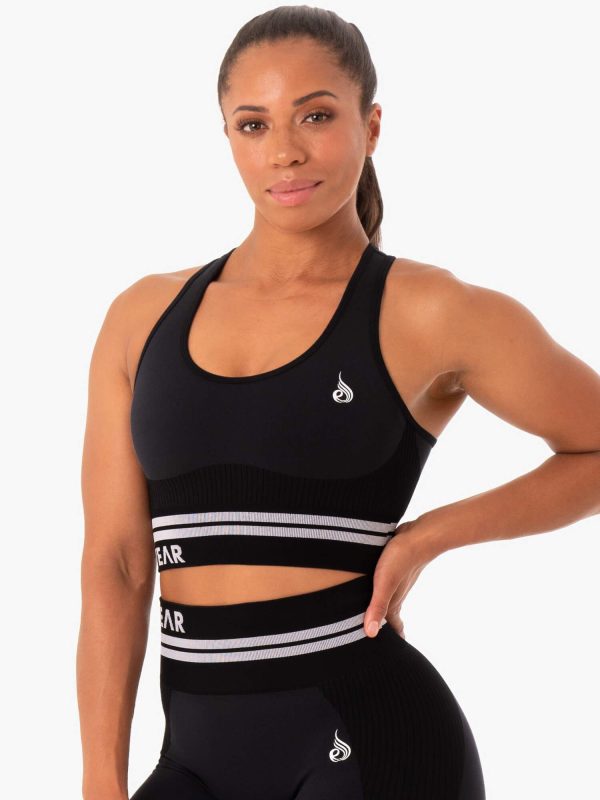 Freestyle Seamless Longline Sports Bra - Black Hot on Sale - Image 4