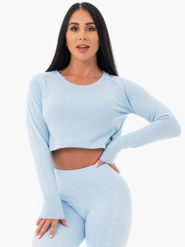 Staples Cropped Sweater - Sky Blue Sale