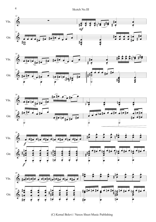 Kemal Belevi: Sketch No.3 – for Violin and Guitar (NXP107) For Cheap - Image 4