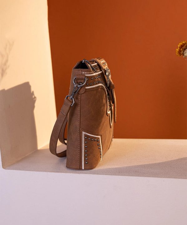 Montana West Buckle Studs Crossbody Bag For Discount - Image 3