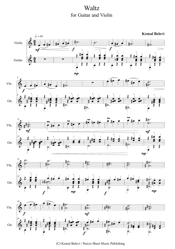 Kemal Belevi: Waltz – for Violin and Guitar (NXP111) on Sale