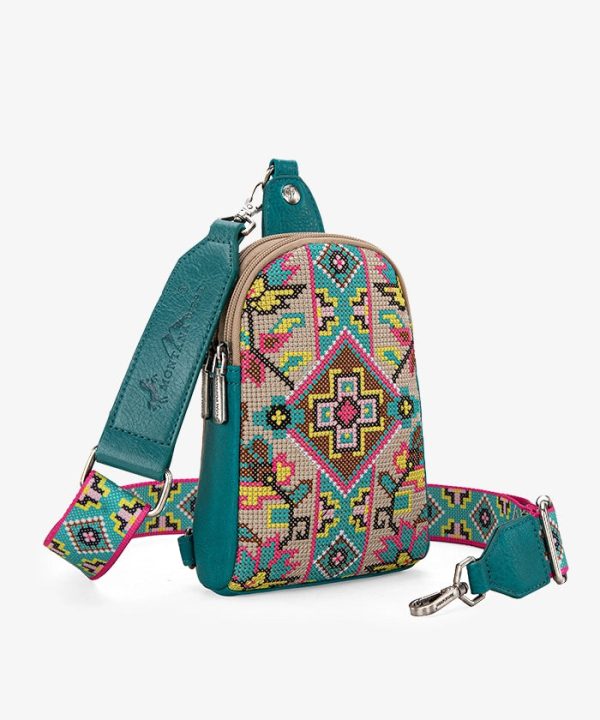 Montana West Embroidered Canvas Sling Bag Discount - Image 5