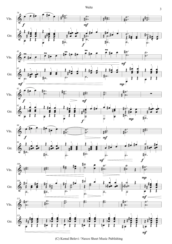 Kemal Belevi: Waltz – for Violin and Guitar (NXP111) on Sale - Image 3