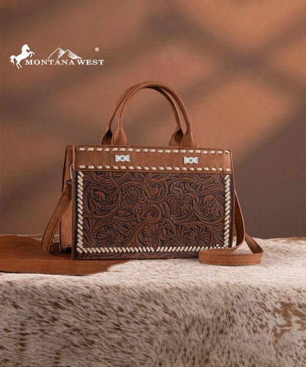 Montana West Floral Tooled Tote Bag Set Online - Image 3