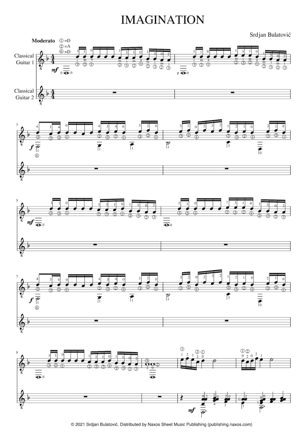Srdjan Bulatović: Imagination – for two guitars (NXP086) For Discount