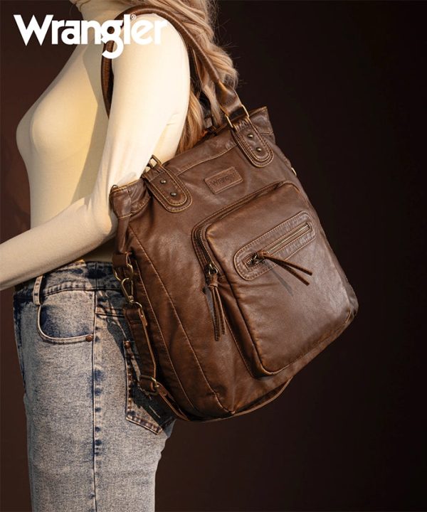 Wrangler Slouchy Distressed Leather Tote Bag on Sale - Image 4