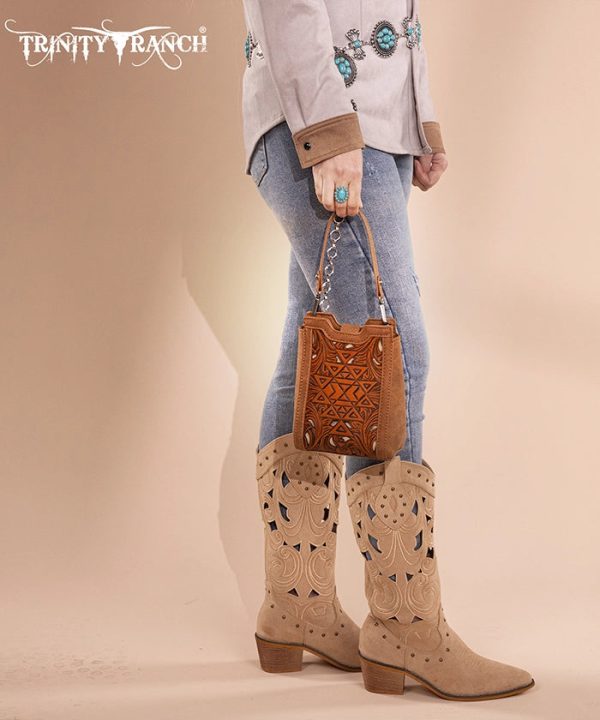 Trinity Ranch Floral Tooled Mini Crossbody Cheap - Image 4