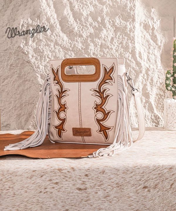 Wrangler Top Handle Embroidered Fringe Tote Bag Sale - Image 3
