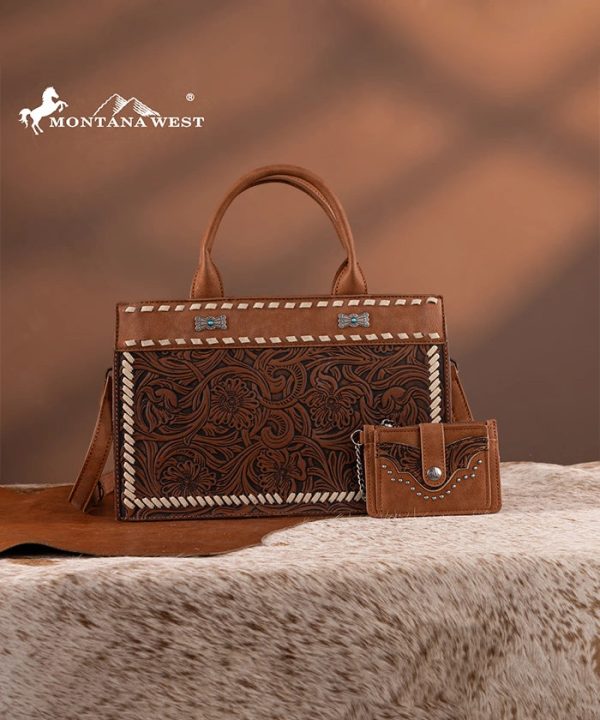 Montana West Floral Tooled Tote Bag Set Online - Image 2