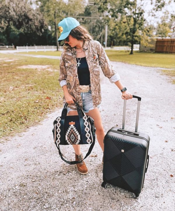 Wrangler Aztec Knitted Trolley Sleeve Duffle Bag Discount - Image 3