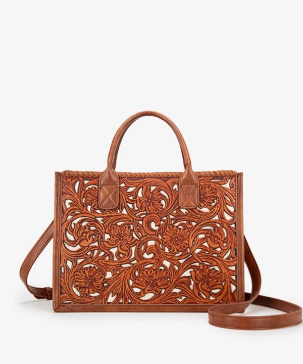Trinity Ranch Floral Tooled Tote Bag Online