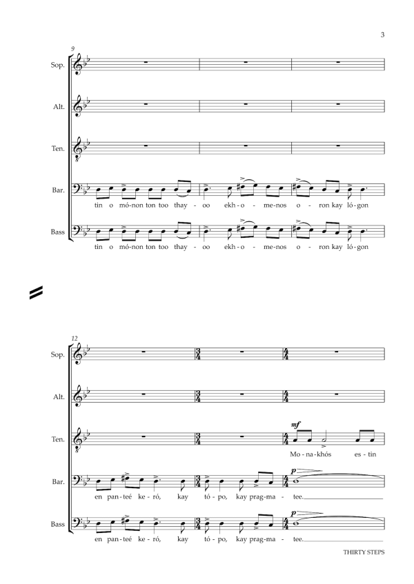 Lydia Kakabadse: Thirty Steps – for mixed voice choir (SATBB) with flute, harp and percussion (NXP157) Online Sale - Image 3