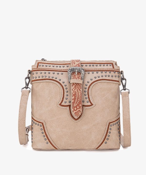 Montana West Buckle Studs Crossbody Bag For Discount