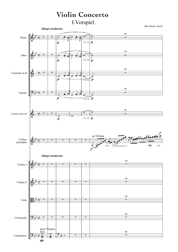 Max Bruch: Violin Concerto No. 1 in G minor, Op. 26 (arr. for String Quintet & Wind Quintet) (AEGC4) For Cheap