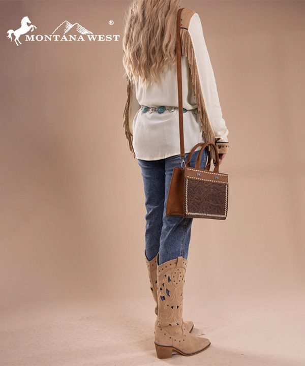 Montana West Floral Tooled Tote Bag Set Online - Image 5