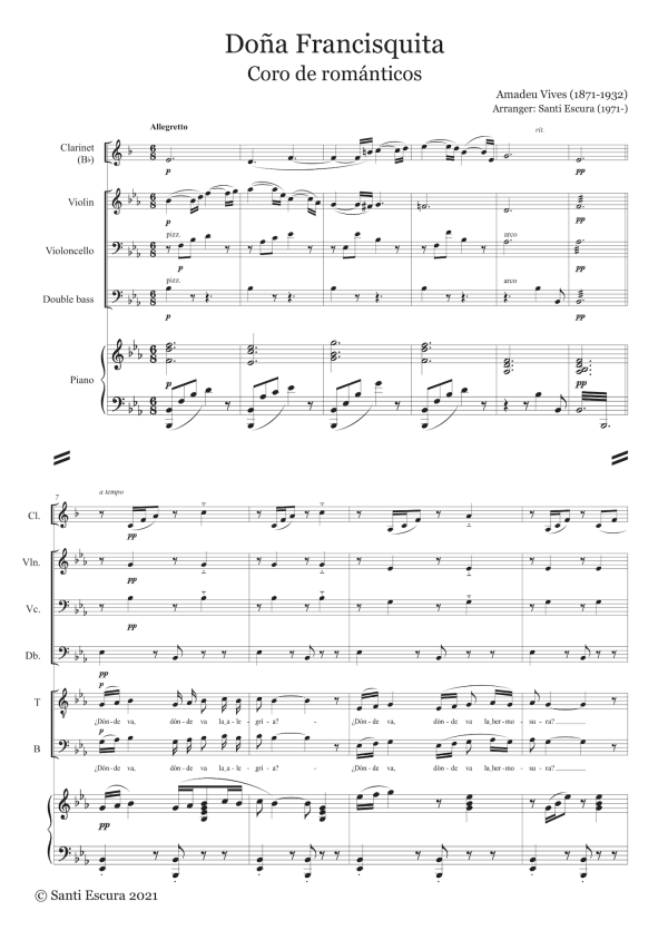 Amadeu Vives: Coro de Románticos (Doña Francisquita) – arranged for voices and ensemble by Santi Escura (NXP117) Online now