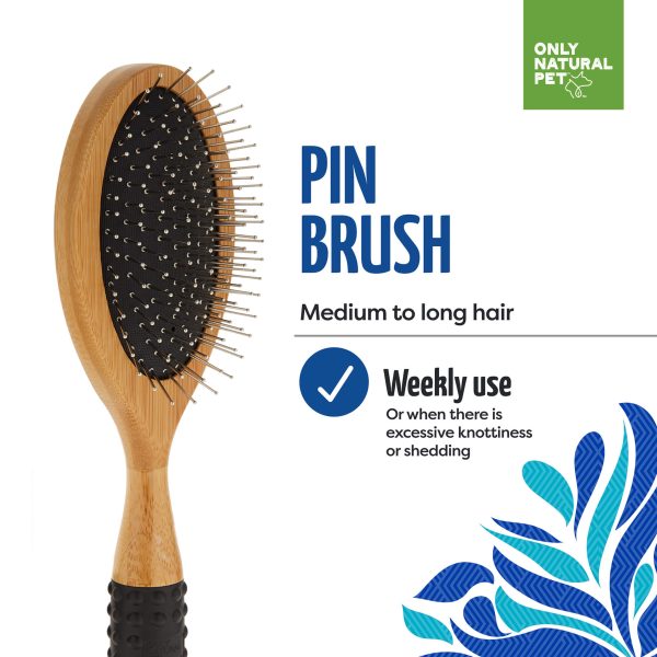 Only Natural Pet Pin Brush with Bamboo Handle for Dogs Supply - Image 2