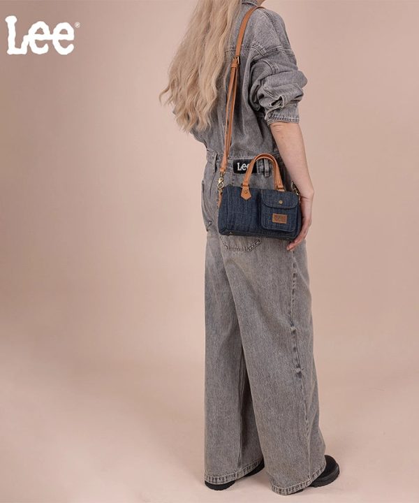LEE Denim Canvas Barrel Satchel Top Handle Crossbody Bag Hot on Sale - Image 5