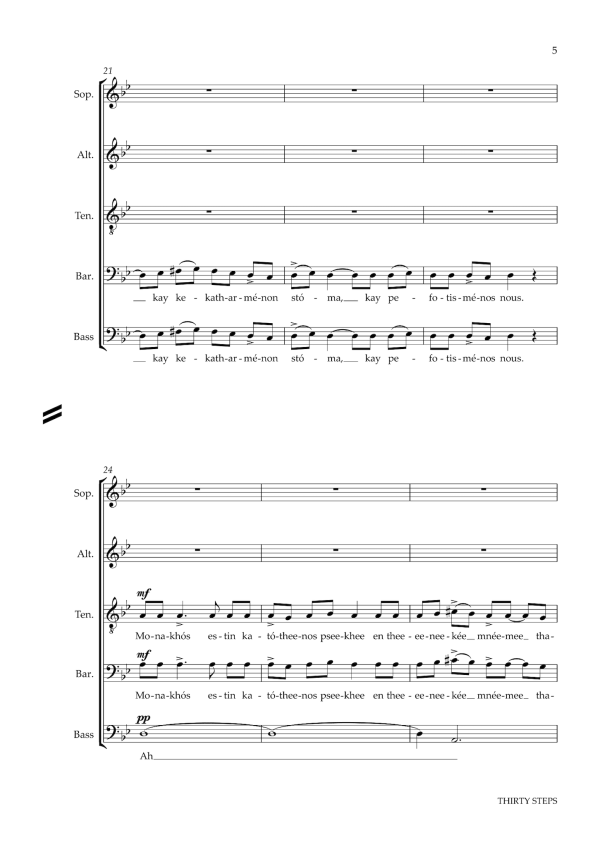 Lydia Kakabadse: Thirty Steps – for mixed voice choir (SATBB) with flute, harp and percussion (NXP157) Online Sale - Image 5