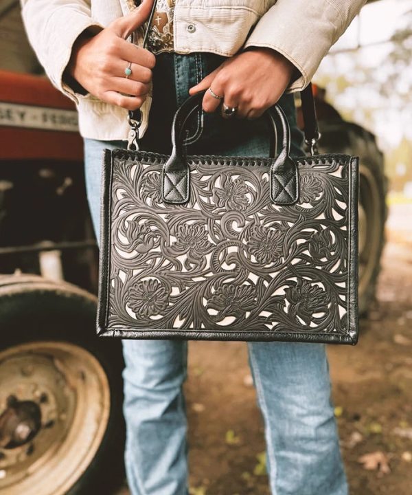 Trinity Ranch Floral Tooled Tote Bag Online - Image 2