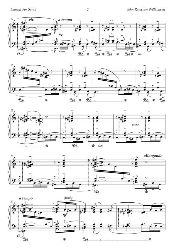 John R Williamson: Lament for Sarah (EDN80008) on Sale - Image 2