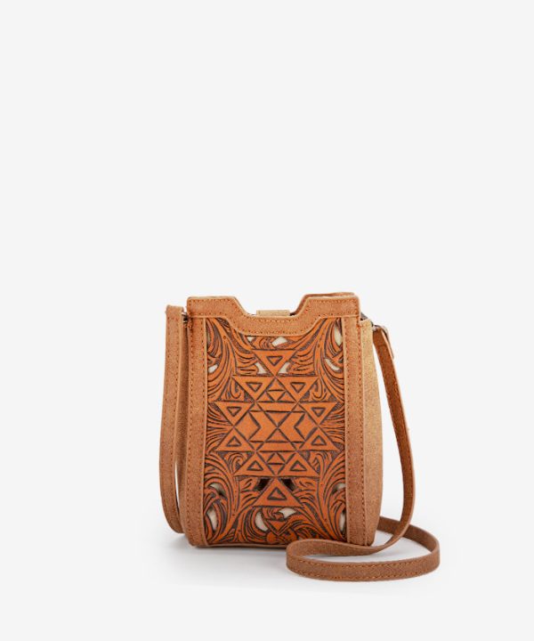 Trinity Ranch Floral Tooled Mini Crossbody Cheap