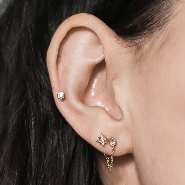 Tiny Crystal Threaded Flat Back Earring Cheap - Image 2