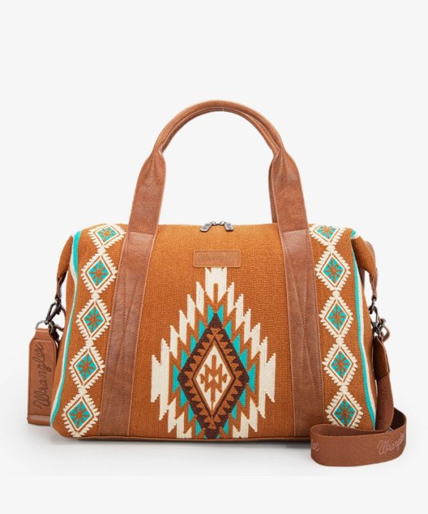 Wrangler Aztec Knitted Trolley Sleeve Duffle Bag Discount