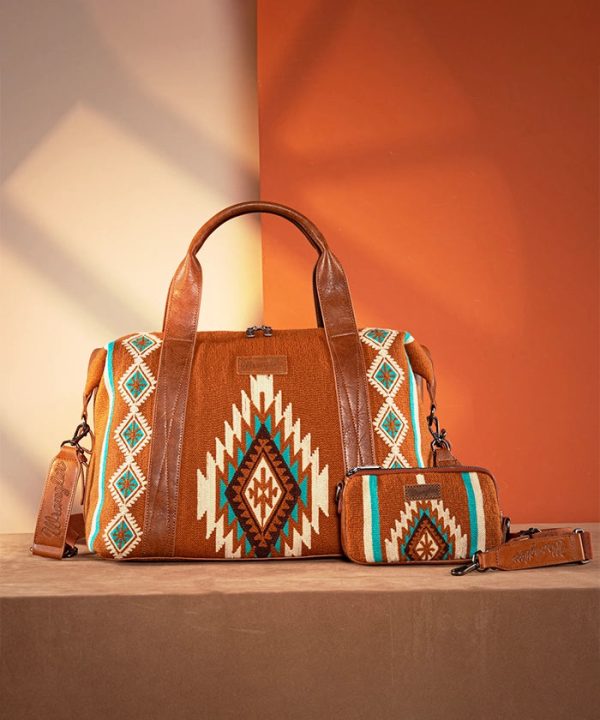 Wrangler Aztec Knitted Trolley Sleeve Duffle Bag Discount - Image 4