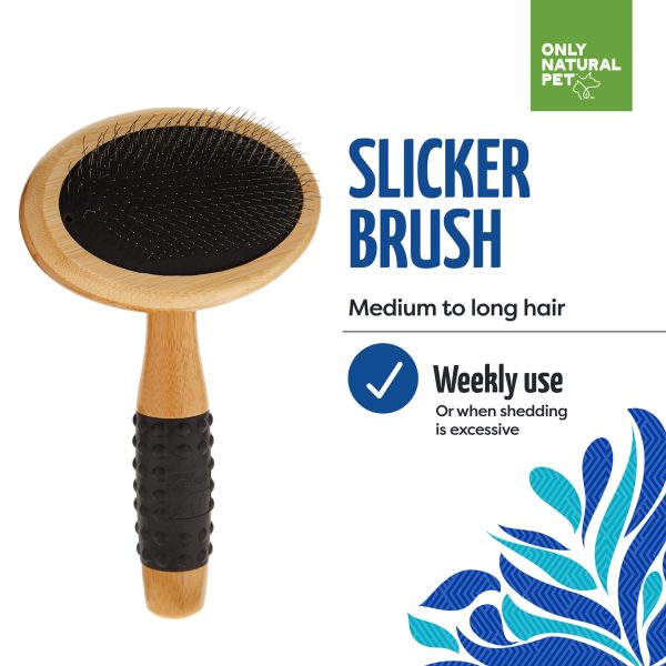 Only Natural Pet Slicker Brush with Bamboo Handle for Dogs on Sale - Image 2