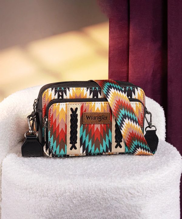 Wrangler Southwestern Pattern Dual Sided Print Crossbody Purse Fashion - Image 2