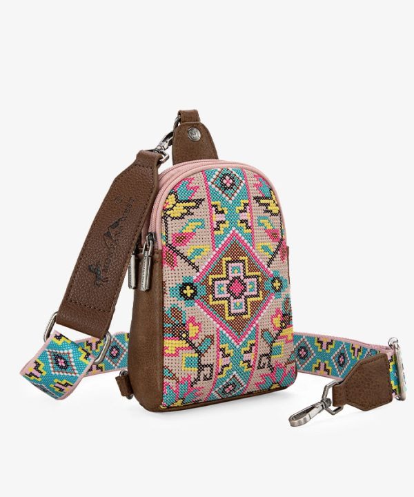 Montana West Embroidered Canvas Sling Bag Discount - Image 4