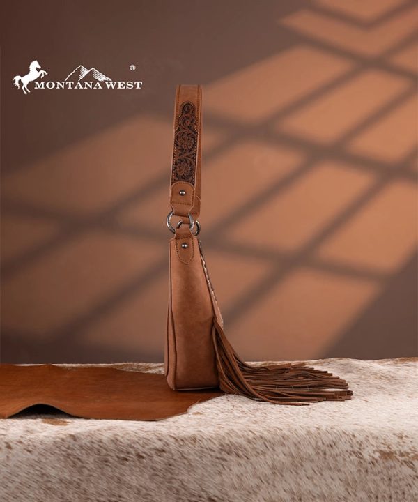 Montana West Floral Tooled Fringe Shoulder Bag Online - Image 3