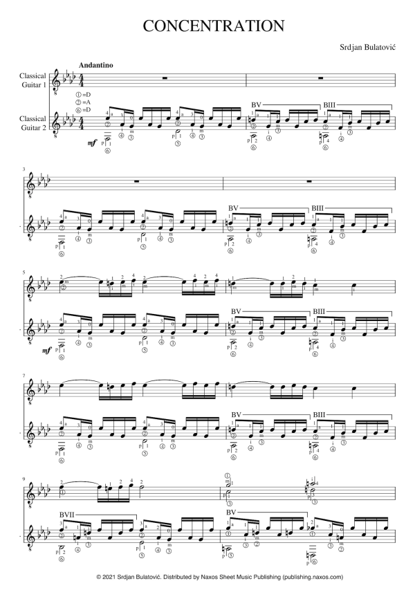 Srdjan Bulatović: Concentration – for two guitars (NXP088) Discount