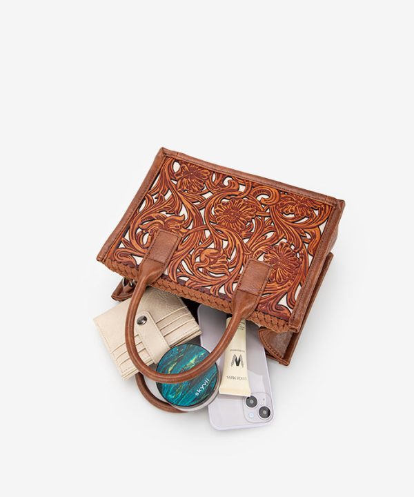 Trinity Ranch Floral Tooled Tote Bag Online - Image 5