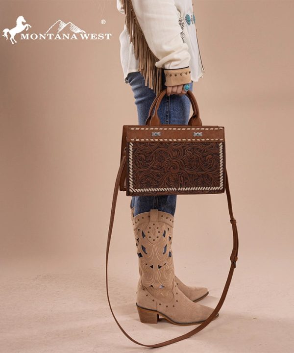 Montana West Floral Tooled Tote Bag Set Online - Image 4