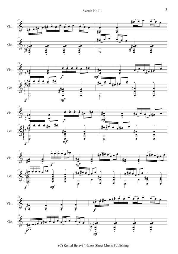 Kemal Belevi: Sketch No.3 – for Violin and Guitar (NXP107) For Cheap - Image 3