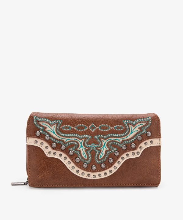 Montana West Cut-Out Studded Wallet Cheap