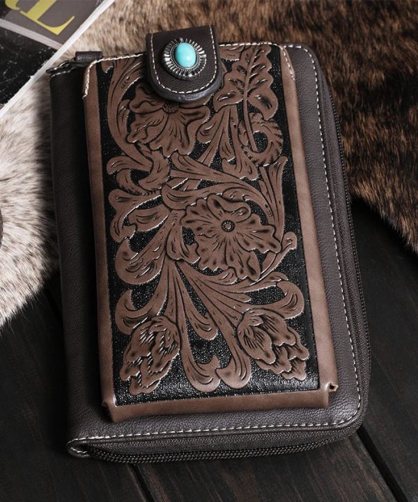 Montana West Tooled Crossbody Phone Purse with Concho For Cheap - Image 2