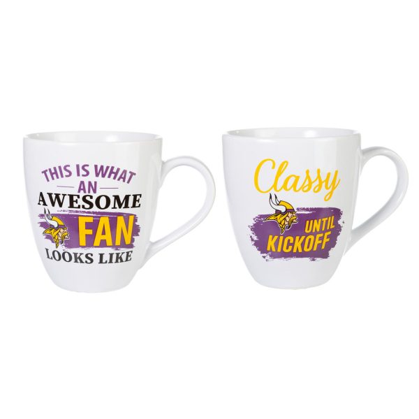 Minnesota Vikings Coffee Mug 17oz Ceramic 2 Piece Set with Gift Box For Cheap