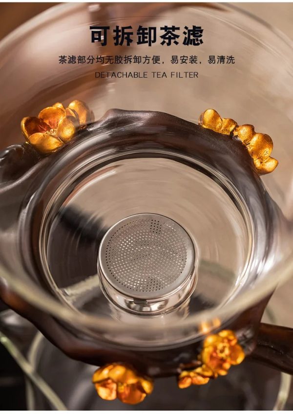 2024 New Glass Automatic Tea Set for Household Light Luxury High-end Teacup Magnetic Teapot Lazy Tea Maker Hot on Sale - Image 3