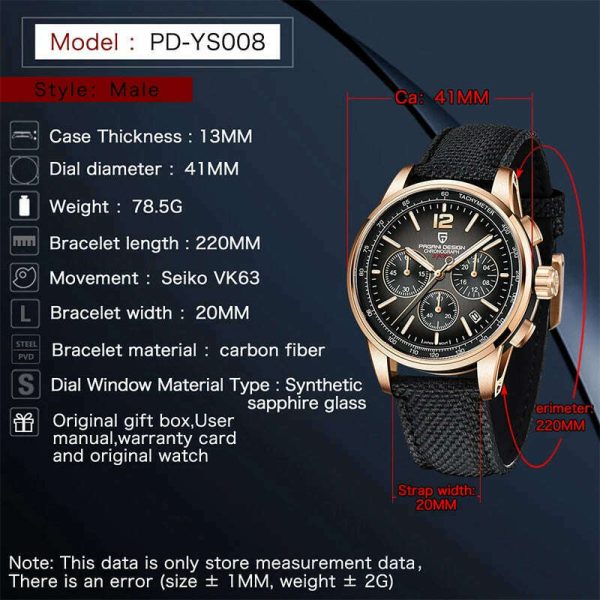 PAGANI DESIGN New Luxury Chronograph Men Watch Top Brand Quartz Wristwatches Sapphire Glass Stainless Steel Waterproof Clock Online Sale - Image 5