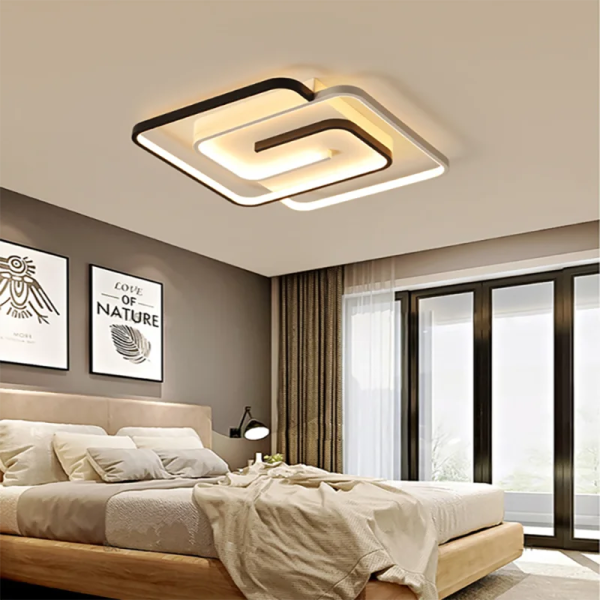 Bedroom Led Chandelier Light Black White Square Modern Ceiling Lamp Attic Living Room Dining Kitchen Interior Fixture on Sale - Image 5