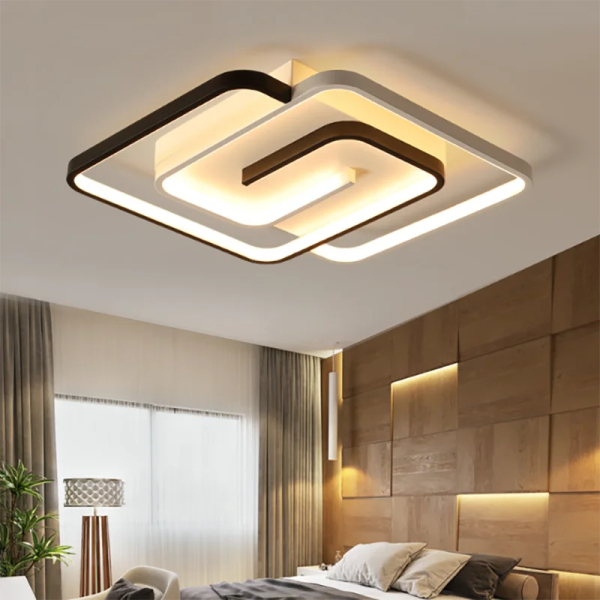 Bedroom Led Chandelier Light Black White Square Modern Ceiling Lamp Attic Living Room Dining Kitchen Interior Fixture on Sale - Image 3
